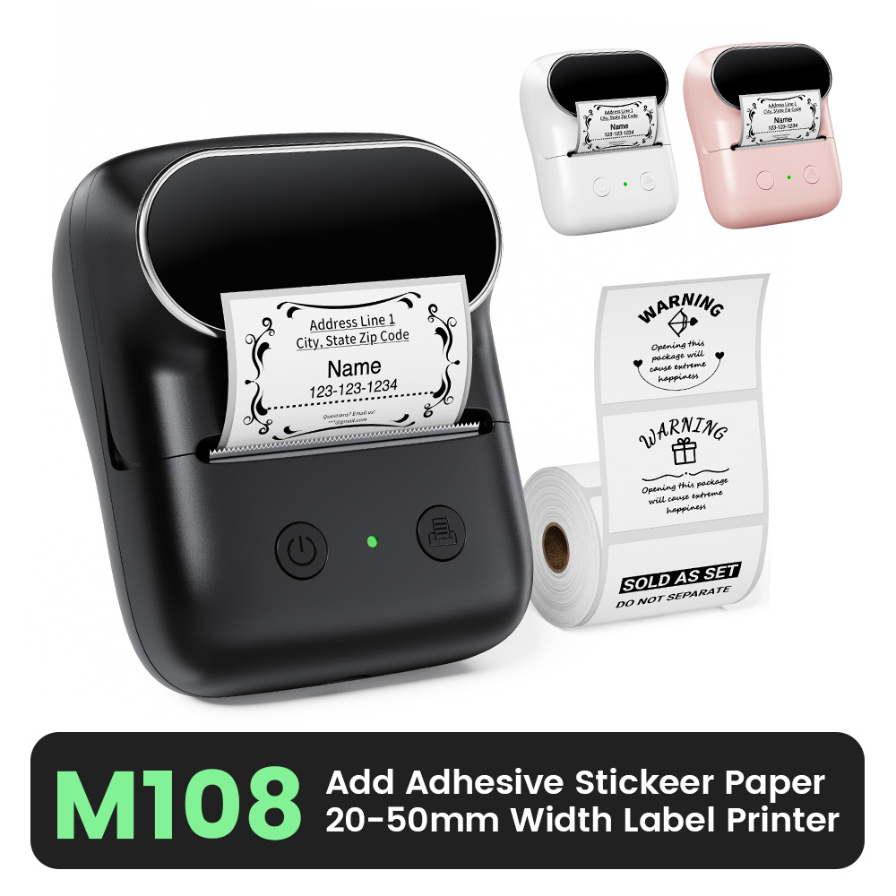 Sticker Label Template - Imprimante d'étiquettes Bluetooth sans fil M108,
