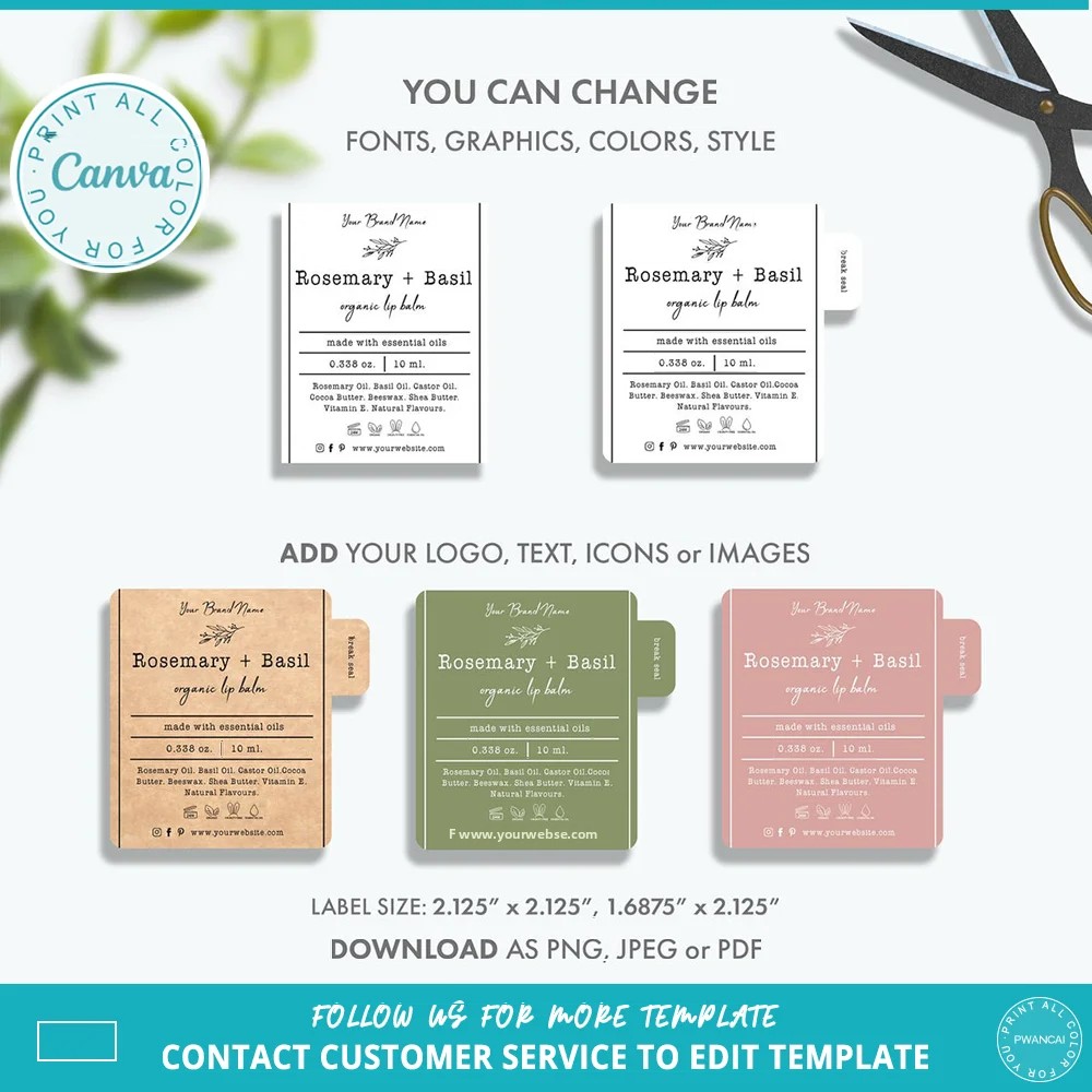 Modèle d'étiquette de baume à  - Sticker Label Template avis et prix