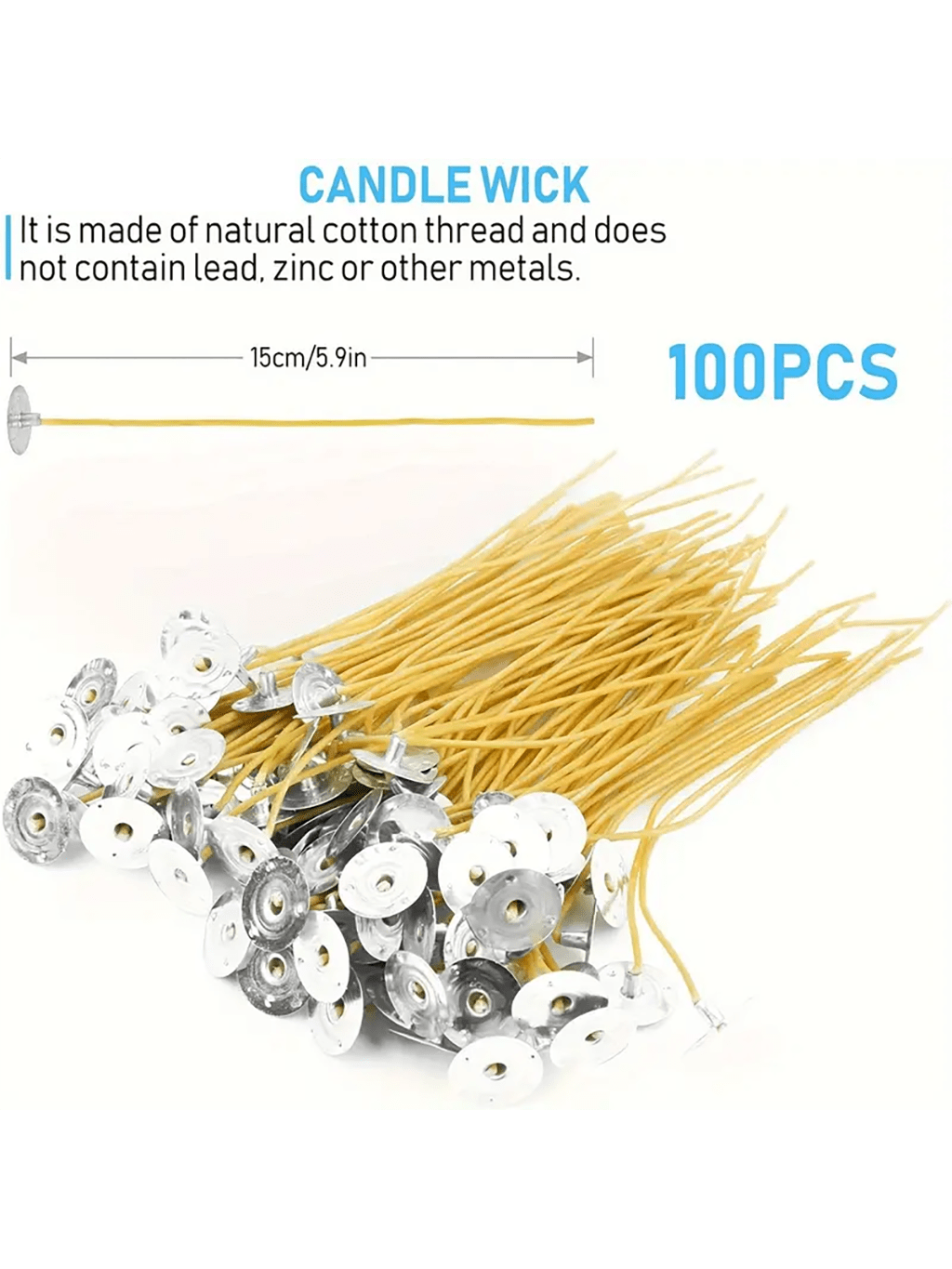 100 mèches pré-cirées en cire  - Cotton Wick 6 Inch avis et prix